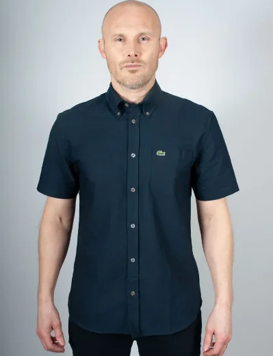 Lacoste Regular Fit Short Sleeved Oxford Shirt | Navy Blue