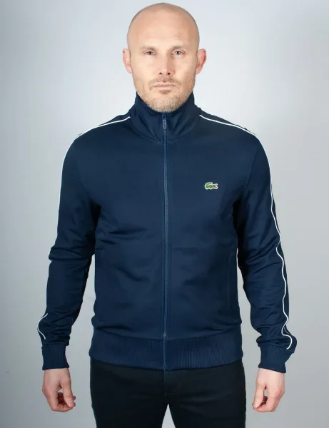 Lacoste Paris Piqué Zip Front Track Jacket | Midnight Blue Lacoste Paris Piqué Zip Front Track Jacket | Midnight Blue