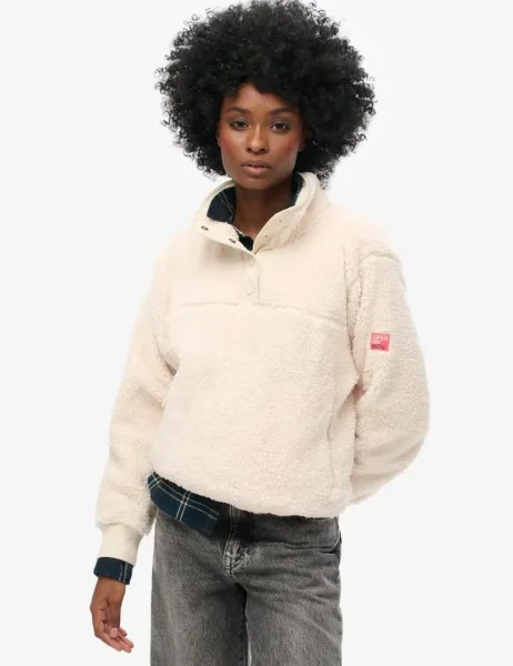 Superdry Super Soft Half Zip Jumper | Rice White Superdry Super Soft Half Zip Jumper | Rice White
