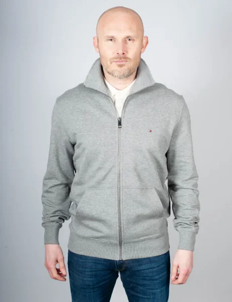 Tommy Hilfiger Essential Terry Zip-Thru Sweatshirt | Medium Grey Heather Tommy Hilfiger Essential Terry Zip-Thru Sweatshirt | Medium Grey Heather