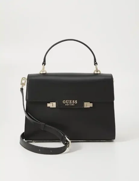 Guess Eco-Aldith Top Handle Flap Bag | Black Guess Eco-Aldith Top Handle Flap Bag | Black