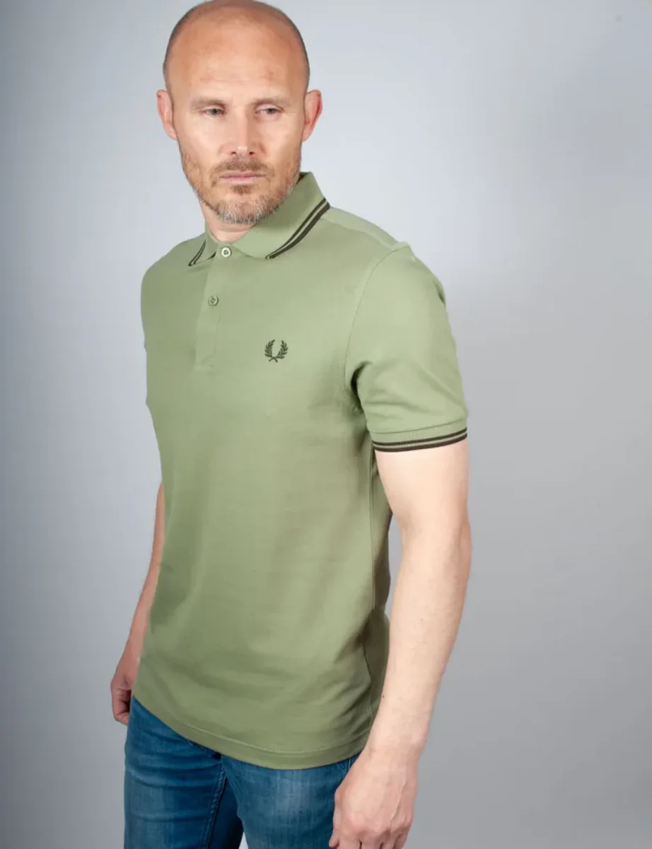 Fred Perry Twin Tipped Polo Shirt | Olive Mint / Night Green