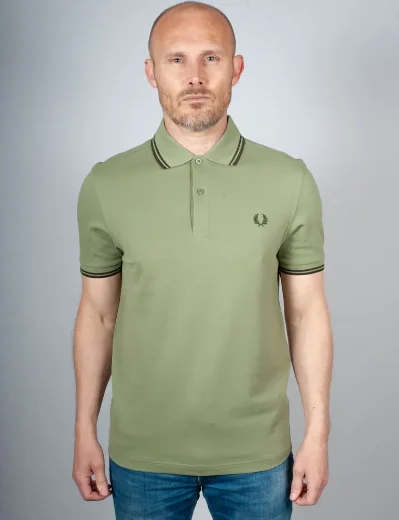 Fred Perry Twin Tipped Polo Shirt | Olive Mint / Night Green