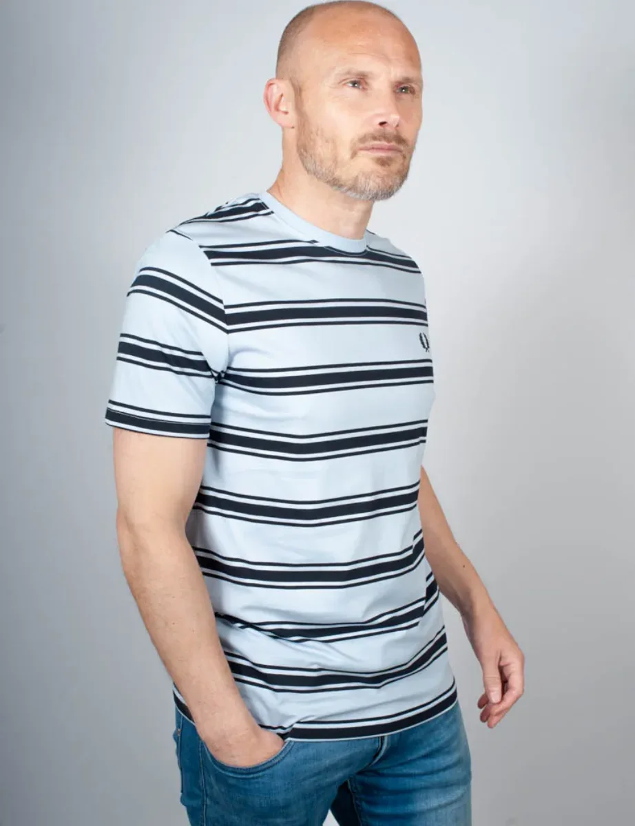 Fred Perry Fine Stripe T-Shirt | Light Smoke