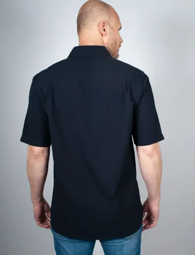 Fred Perry Textured Seersucker Shirt | Navy