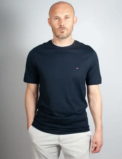 Tommy Hilfiger Cotton Modal Tipped Neck T-Shirt | Navy