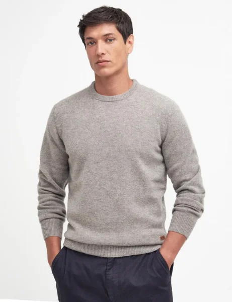 Barbour Essential Patch Crew Jumper | Washed Stone Barbour Essential Patch Crew Jumper | Washed Stone