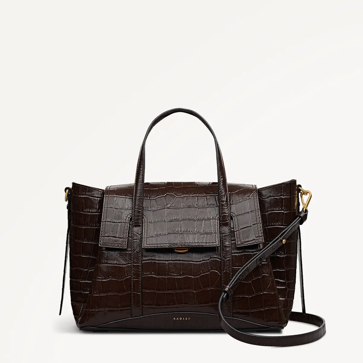 Radley The Chancery Faux-Croc Medium Flapover Grab | Dark Oak