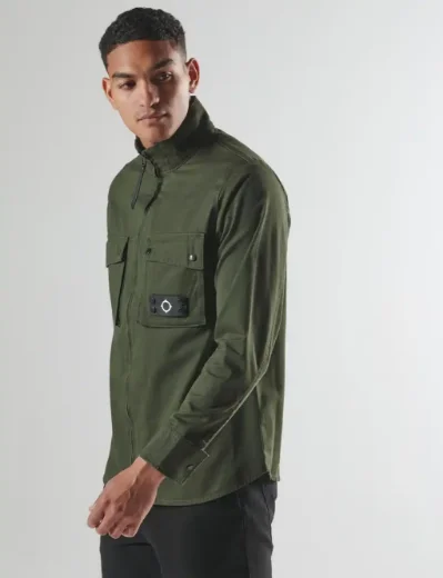 Ma.Strum Aerial Funnel Neck Overshirt | Forest