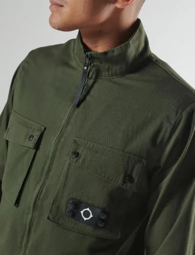 Ma.Strum Aerial Funnel Neck Overshirt | Forest