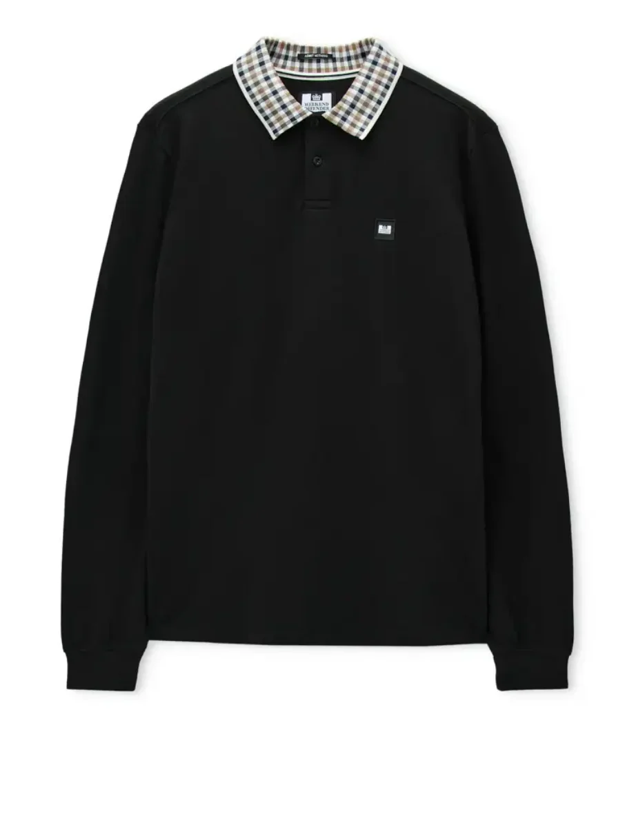 Weekend Offender Lindley Long Sleeve Polo | Black