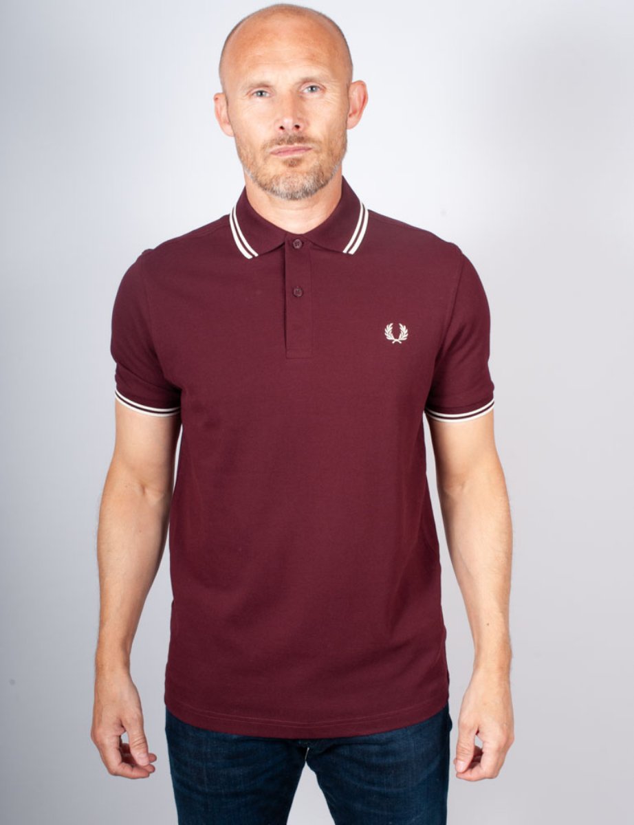Fred Perry Twin Tipped Polo Shirt | Oxblood/Ecru