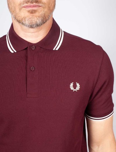 Fred Perry Twin Tipped Polo Shirt | Oxblood/Ecru
