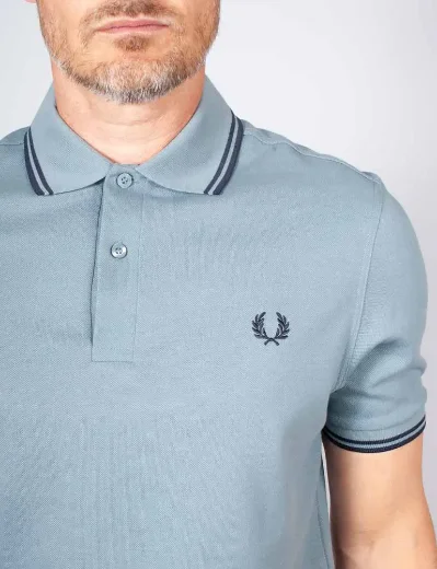 Fred Perry Twin Tipped Polo Shirt / Stockport Blue / Navy