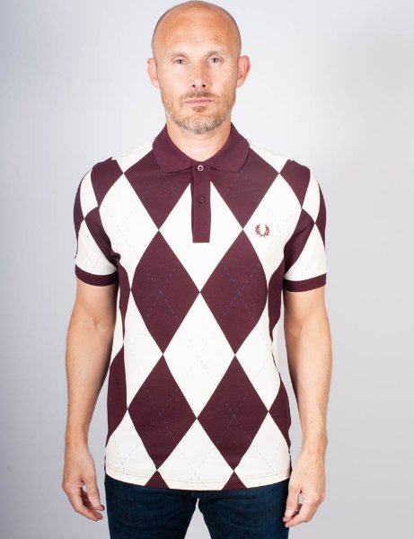 Fred Perry Argyle Print Polo / Ecru Fred Perry Argyle Print Polo / Ecru