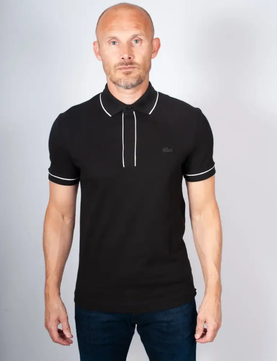 Lacoste Paris Stretch Piqué Polo Shirt | Black