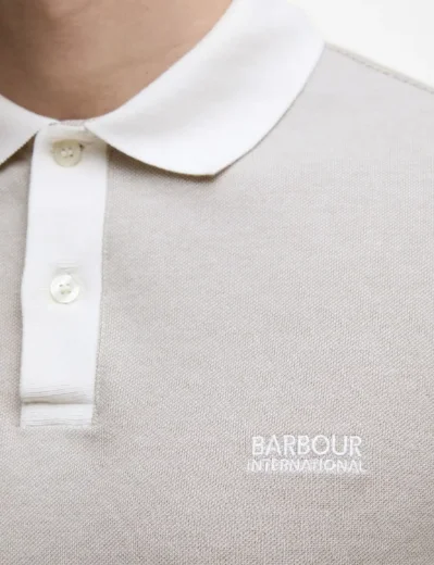 Barbour International Morley Oxford Polo | Whisper White/Brindle