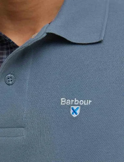Barbour Tartan Pique Polo Shirt | Blue Stone