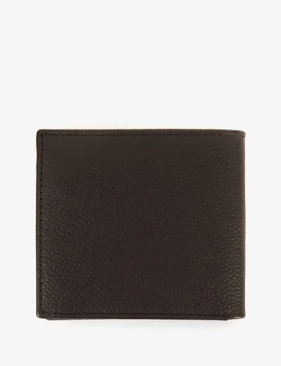 Barbour Logo Leather Billfold Wallet | Black