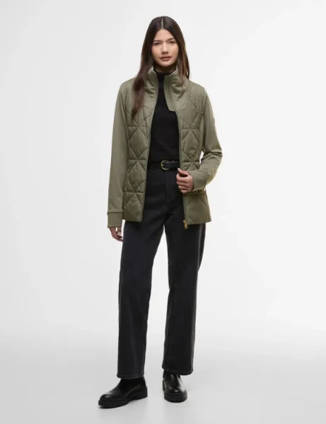 Barbour Intl Kya Quilted Sweater | Dusty Khaki Barbour Intl Kya Quilted Sweater | Dusty Khaki