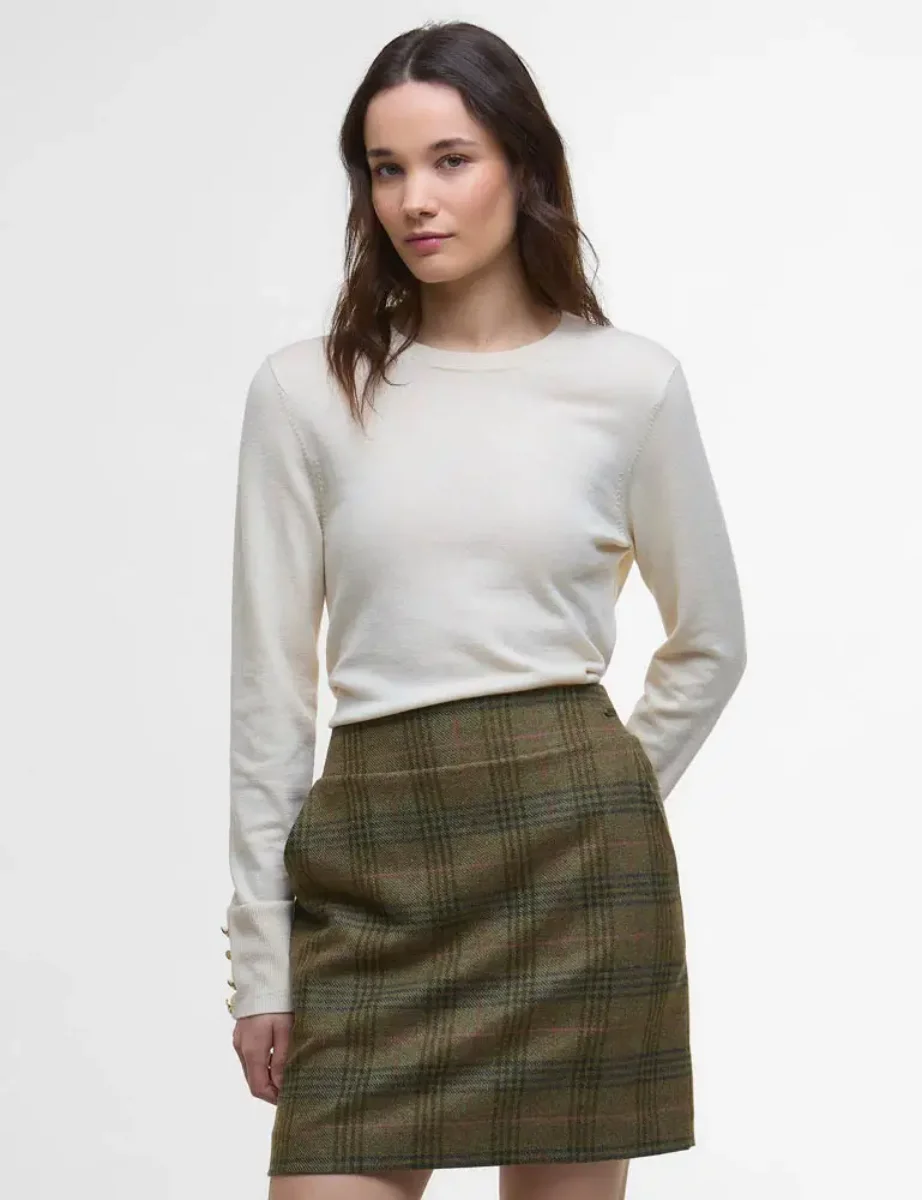 Barbour Carlby Crew Neck Knitted Jumper | Cream