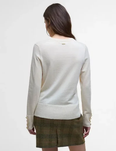 Barbour Carlby Crew Neck Knitted Jumper | Cream
