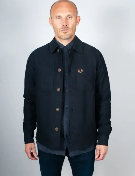 Fred Perry Brushed Twill Overshirt | Navy Fred Perry Brushed Twill Overshirt | Navy