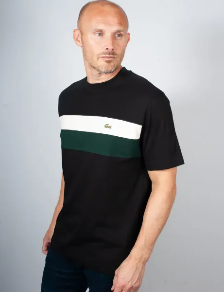 Lacoste Colour-Block Jersey T-Shirt | Black Lacoste Colour-Block Jersey T-Shirt | Black