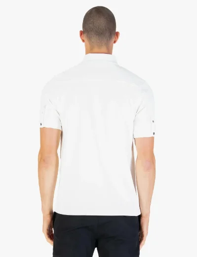 Luke Penrith Zip Neck Short Sleeve Polo Shirt | White