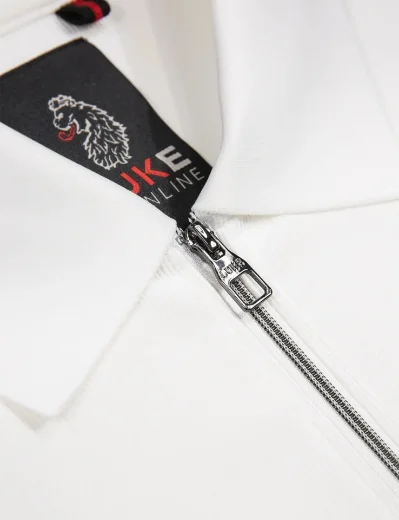 Luke Penrith Zip Neck Short Sleeve Polo Shirt | White