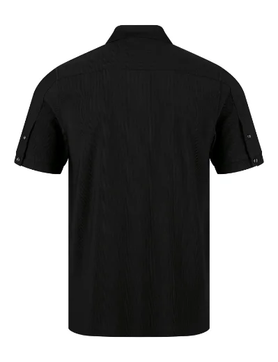 Luke Penrith Zip Neck Short Sleeve Polo Shirt | Black
