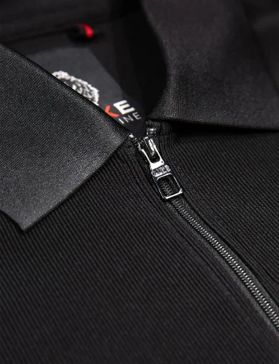 Luke Penrith Zip Neck Short Sleeve Polo Shirt | Black