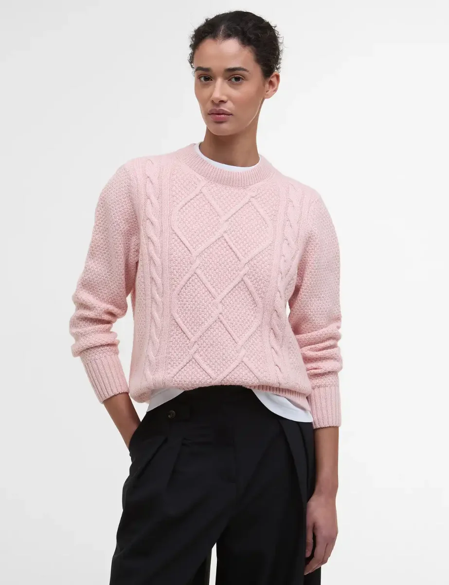 Barbour Burne Crew Neck Jumper | Pink Blush