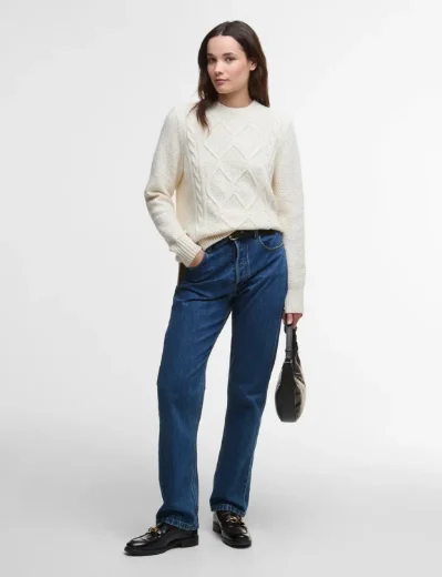 Barbour Burne Crew Neck Jumper | Ecru