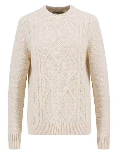 Barbour Burne Crew Neck Jumper | Ecru
