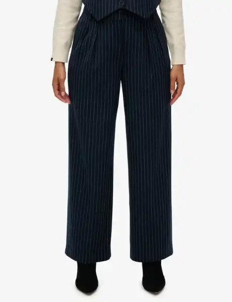 Superdry Mid Rise Pinstripe Trouser | Navy Superdry Mid Rise Pinstripe Trouser | Navy