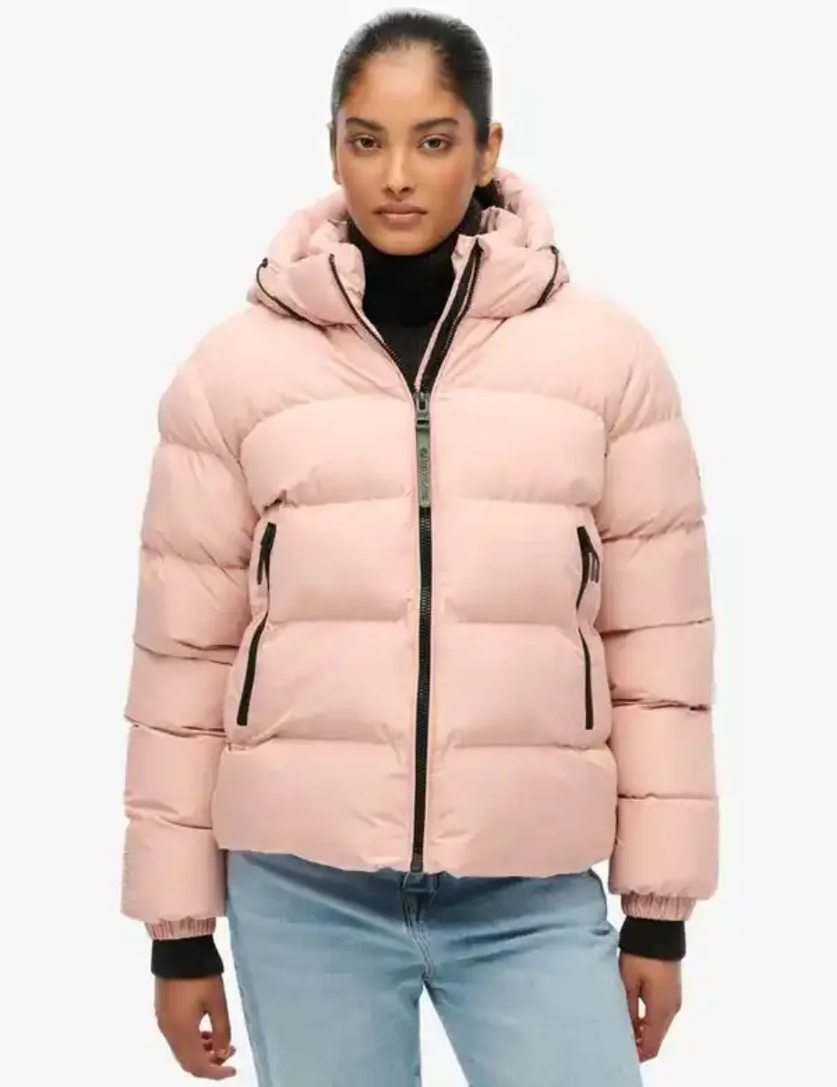 Picture of Superdry Women's Hooded Sports Puffer Jacket | Vintage Blush