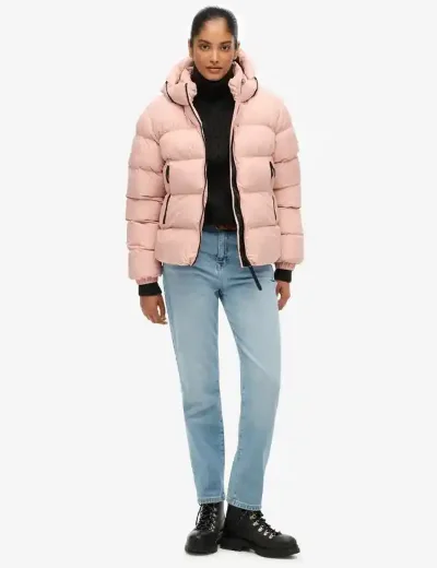 Picture of Superdry Women's Hooded Sports Puffer Jacket | Vintage Blush