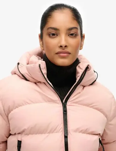 Picture of Superdry Women's Hooded Sports Puffer Jacket | Vintage Blush