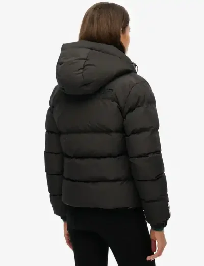 Picture of Superdry Women's Hooded Sports Puffer Jacket | Black