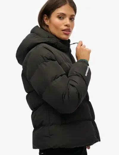 Picture of Superdry Women's Hooded Sports Puffer Jacket | Black