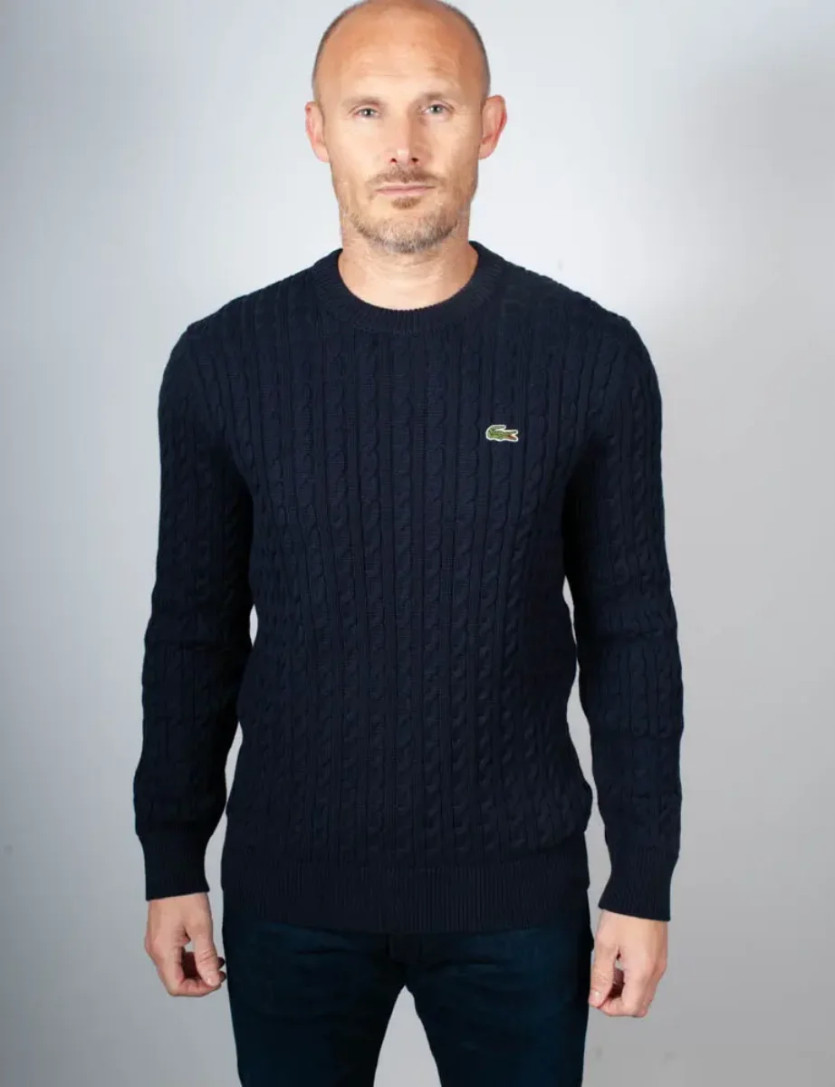 Picture of Lacoste Cotton Cable Knit Jumper | Navy