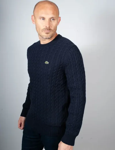 Picture of Lacoste Cotton Cable Knit Jumper | Navy