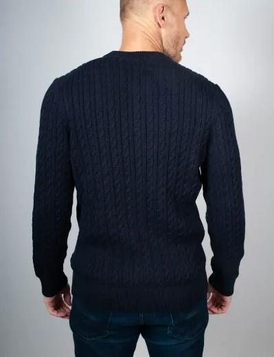 Picture of Lacoste Cotton Cable Knit Jumper | Navy