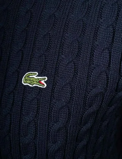 Picture of Lacoste Cotton Cable Knit Jumper | Navy