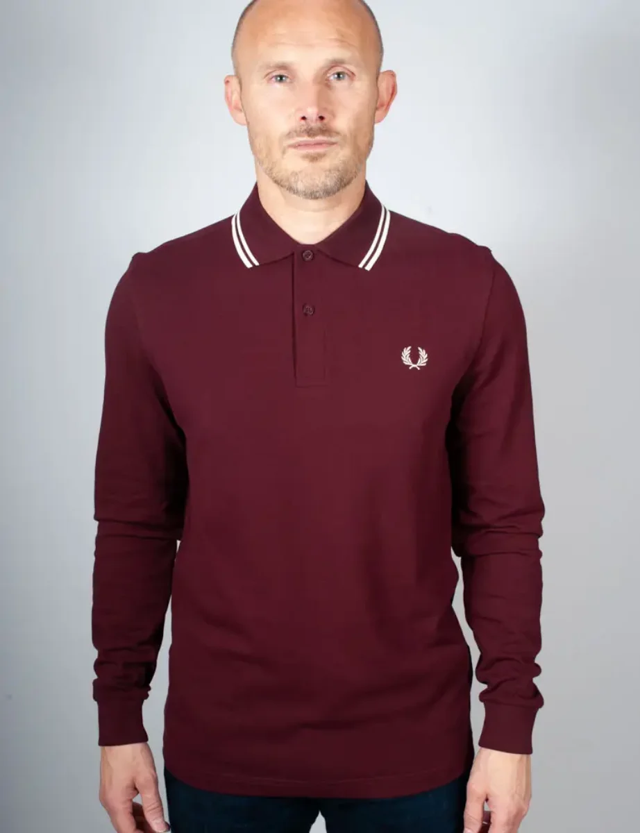 Fred Perry Long Sleeve Twin Tipped Polo | Oxblood 