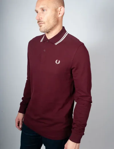 Fred Perry Long Sleeve Twin Tipped Polo | Oxblood 