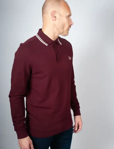 Fred Perry Long Sleeve Twin Tipped Polo | Oxblood 