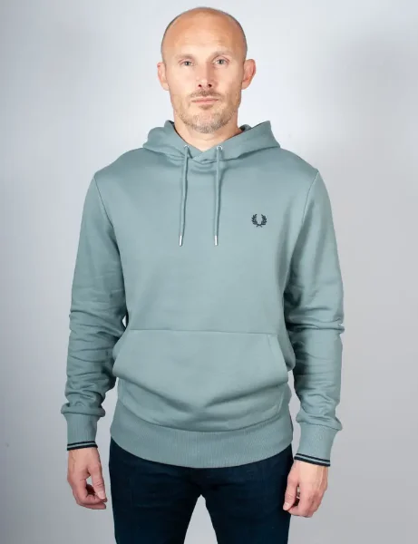 Fred Perry Tipped Hooded Sweatshirt | Stockport Blue Fred Perry Tipped Hooded Sweatshirt | Stockport Blue