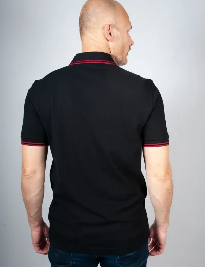 Fred Perry Twin Tipped Polo Shirt | Black / Burnt Red